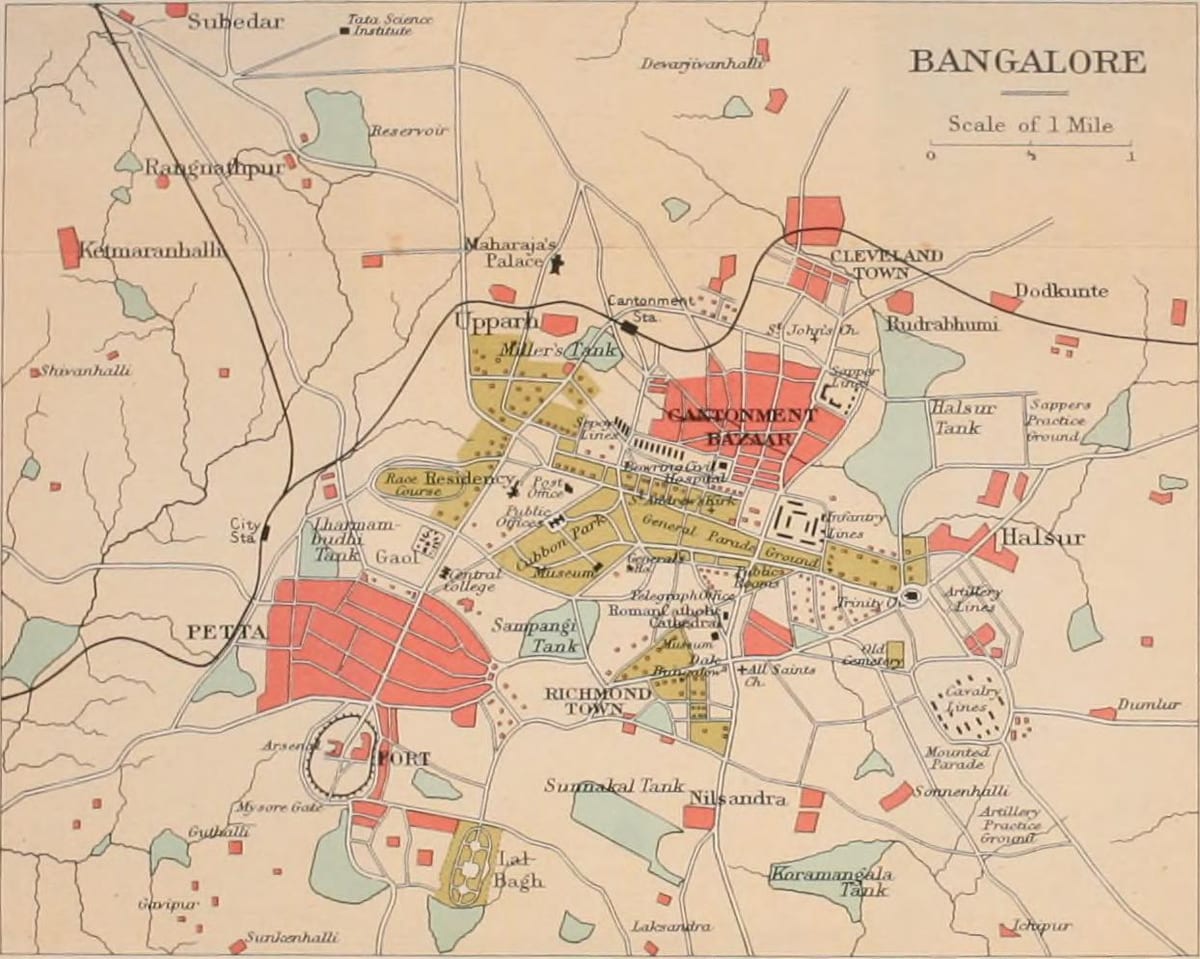 Bangalore vana kaart